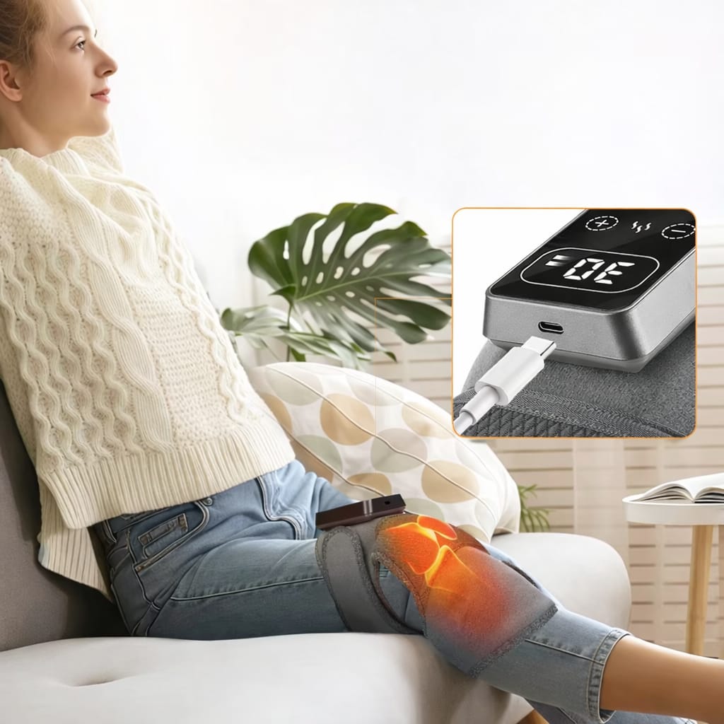 Ginocchiera riscaldante elettrica con massaggio e display led